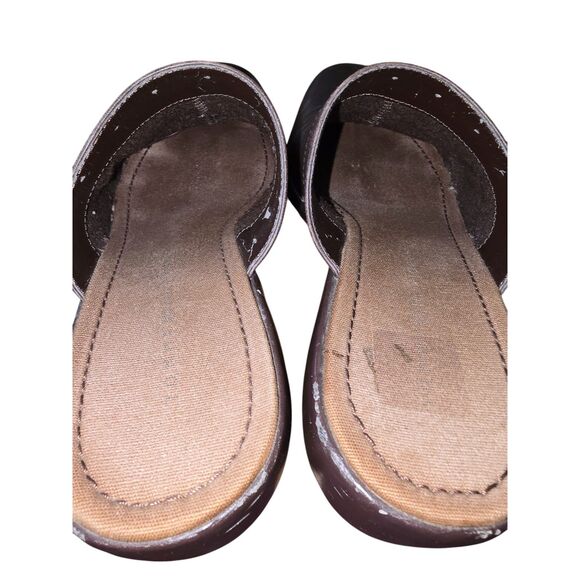 VTG Tommy Hilfiger Brown Leather Platform Slip On Clogs Mules Chunky Heel Y2K 90 - Picture 4 of 8